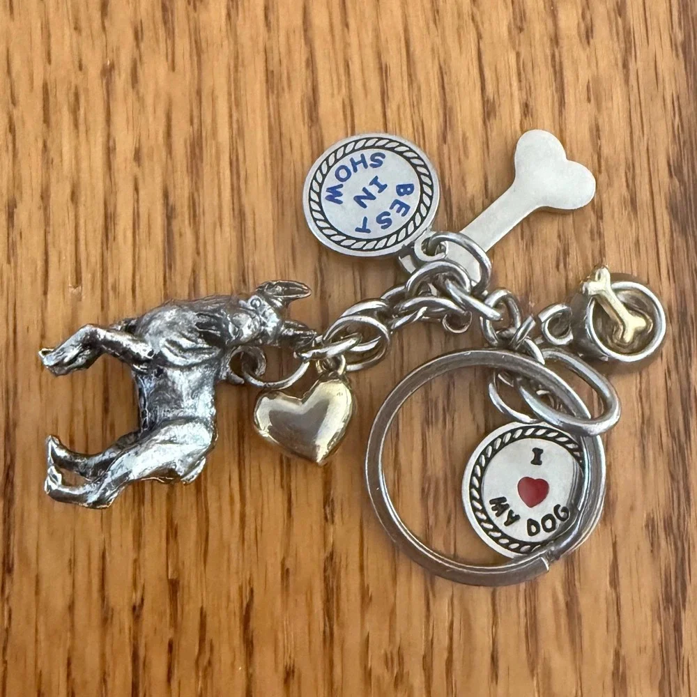 Brighton Dog Charm Keychain Unisex OS Silver Gold Excellent Best In Show Multi